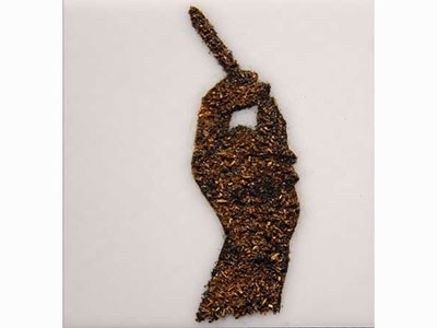 Tobacco on perspex 20 x 20 cm